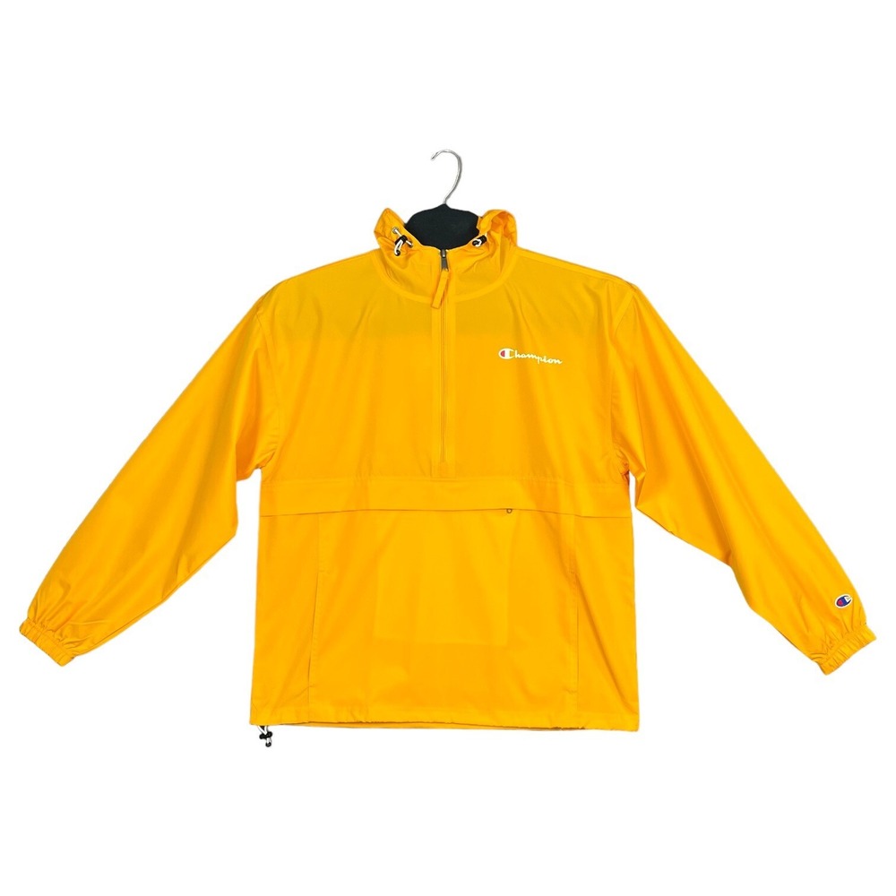 Champion Mens-‎ Womens Water Resistant Jacket Size M Yellow Packable Windbreaker